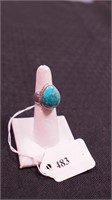 Marked 925 size 6 ring with turquoise colored