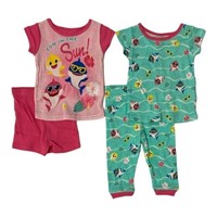 Baby Shark Unisex 4 Piece Cotton Pajama Set - 4T