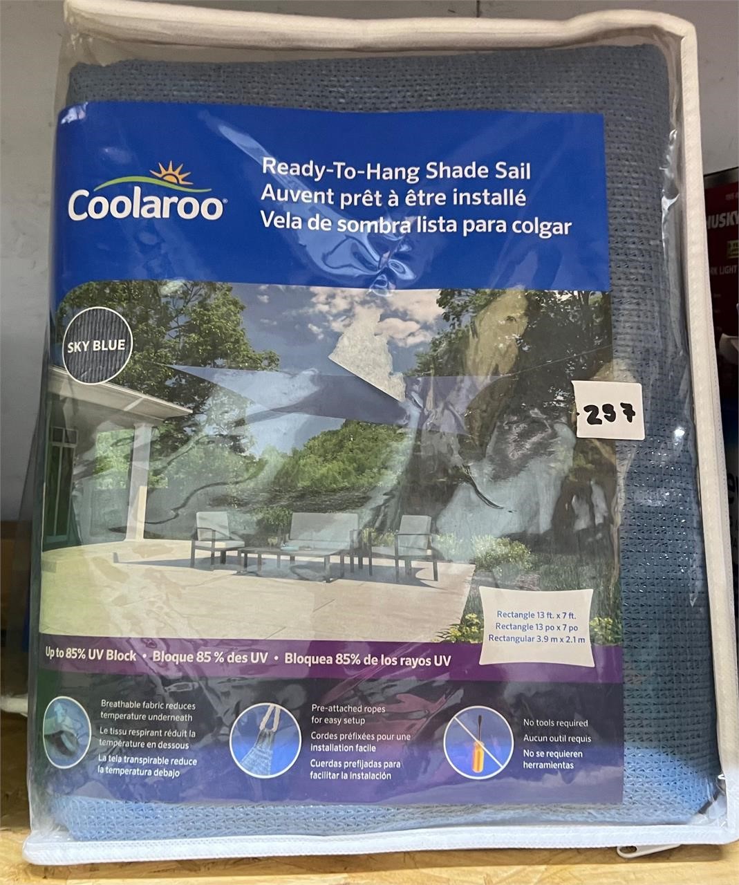 Coolaroo Ready to Hang Shade Sail, Sky Blue