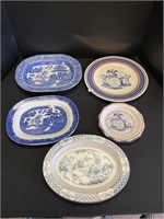 Blue Willow, Patriotic, Blue Flow Platter Plates.