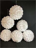 6 White Tissue Paper Honeycomb Ball Decorations