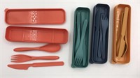 4 New 3pc Cutlery Travel Storage Plastic
