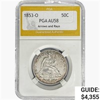 1853-O Seated Liberty Half Dollar PGA AU58