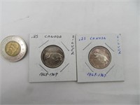 2 x 0.25$ Canada 1867-1967 silver