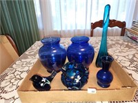 Handpainted Blue Glass & More