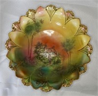 RS Prussia Cottage Scene 10" Hand Painted Bowl