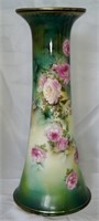RS Prussia 14" Hand Painted Pink Rose Vase