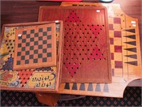 Four game boards including Hop Ching
