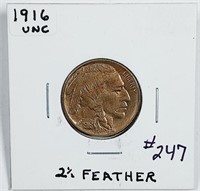 1916 "2 1/2 Feather"  Buffalo Nickel   Unc