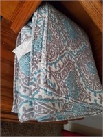 Teal, Gray, White Bed Cover, Possible King