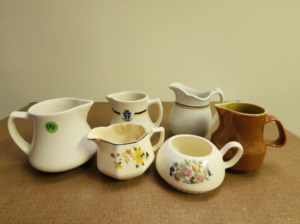 6 Small Pottery Pitcher