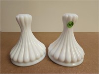 2 MIlk Glass Candle Holders