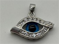 Sterling Silver Evil Eye Crystal Pendant