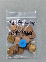 Lincoln pennies; 1939-1963; approx. qty 38. Buyer