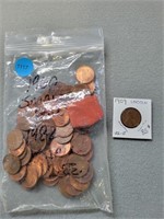 Bag of 60 Lincoln pennies; most are 1960 or 1982 a