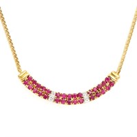 Plated 18KT Yellow Gold 2.25ctw Ruby and Diamond P