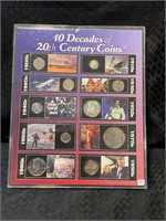 10 decades of 20th century coins set