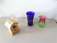 Vases & birdhouse