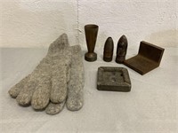 WWII Shell, Antique Ashtray, Gloves & More