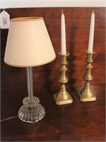 Crystal Base Lamp & 2 Candles