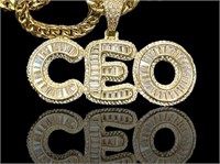 18k CEO Diamond Yellow Gold Chain Necklace