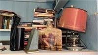 Desk lamp, bookend, vase, black desk lamp