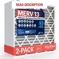 BNX TruFilter 20x20x4 MERV 13 Filter 2-Pack