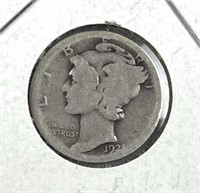 1921-D Mercury Silver Dime, US 10c Coin