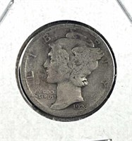 1923-S Mercury Silver Dime, US 10c Coin