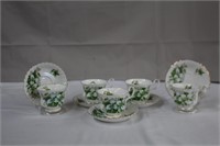 Five bone china teacups & saucers, four Royal