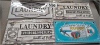4 METAL LAUNDRY SIGNS