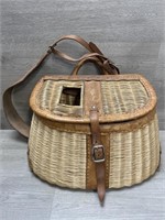 Wicker & Leather Fishing Creel Collectable