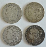 Lot of 4 Morgan Silver Dollars