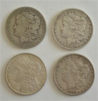 Lot of 4 Morgan Silver Dollars