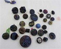 Lot of Carnival Glass buttons & jewelry