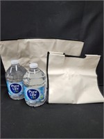 2- 3liter water and 3 laundry bags