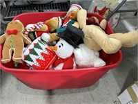 Box of stuffed Christmas toys