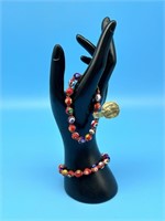 2 Venetian Glass Beads Stretch Bracelets