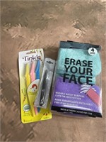 Face Cloth ,tweezers, eyebrow shaper