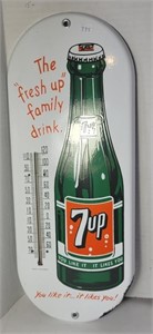 7UP PORCELAIN THERMOMETER P&M