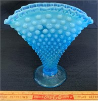 UNIQUE LARGE HOBNAIL & OPALESCENT FAN VASE