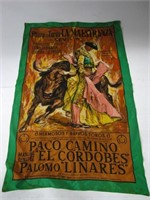 VINTAGE BULLFIGHTER TOREADOR POSTER TAPESTRY