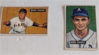 2 1951 Bowman Baseball Cards #167 & 227