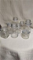 Lided glass storage jars.