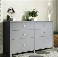 Gray 6-Drawer 56 in. W Dresser Chest of Drawers