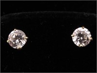 14k Zircon Stud Earrings w/ 14k Backs