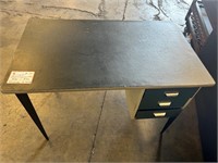 Vintage Dark Top Blue Drawer Single Pedestal Desk