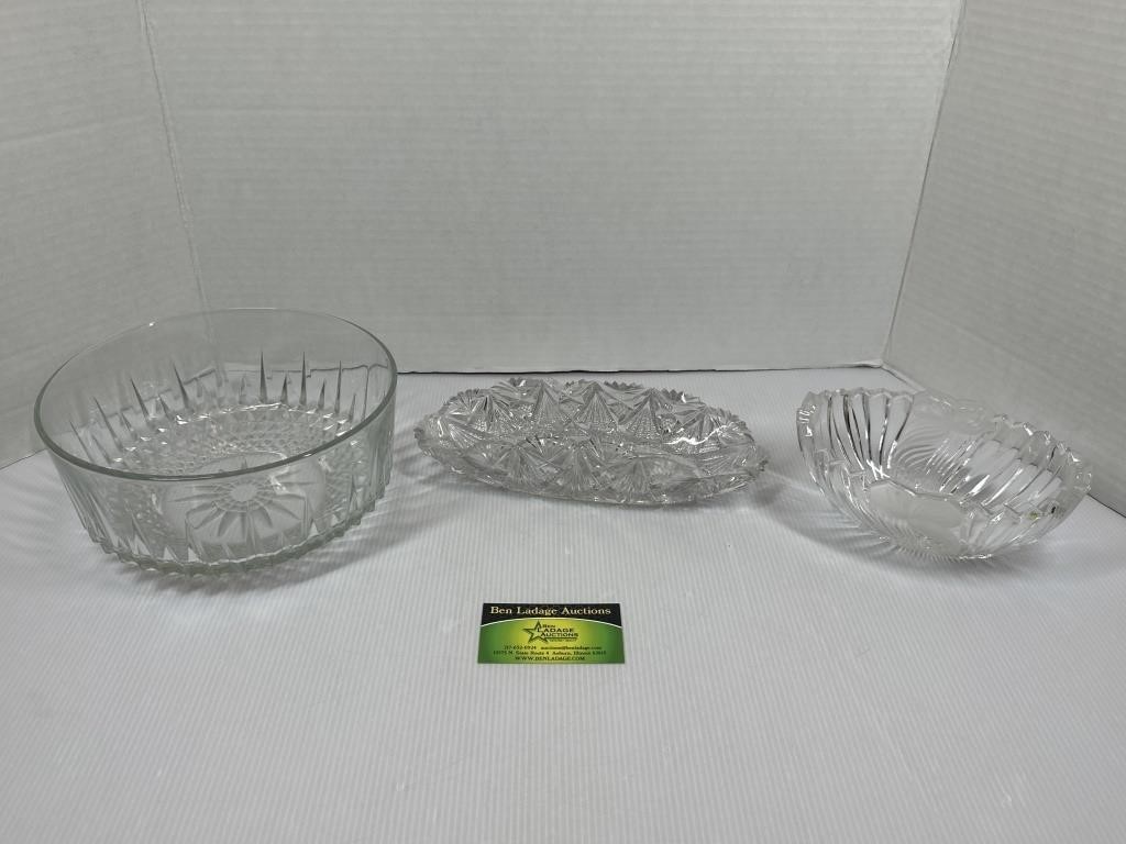 3 Clear & Crystal Glass Pieces