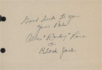 Allan "Rocky" Lane signed note