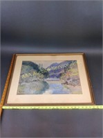 Watercolor on paper landscape, signed W. C. Woolne